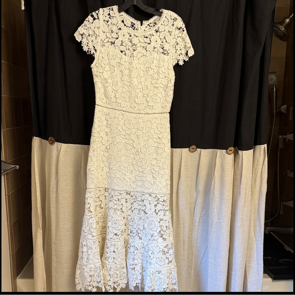 Joie Cream Lace Midi Dress